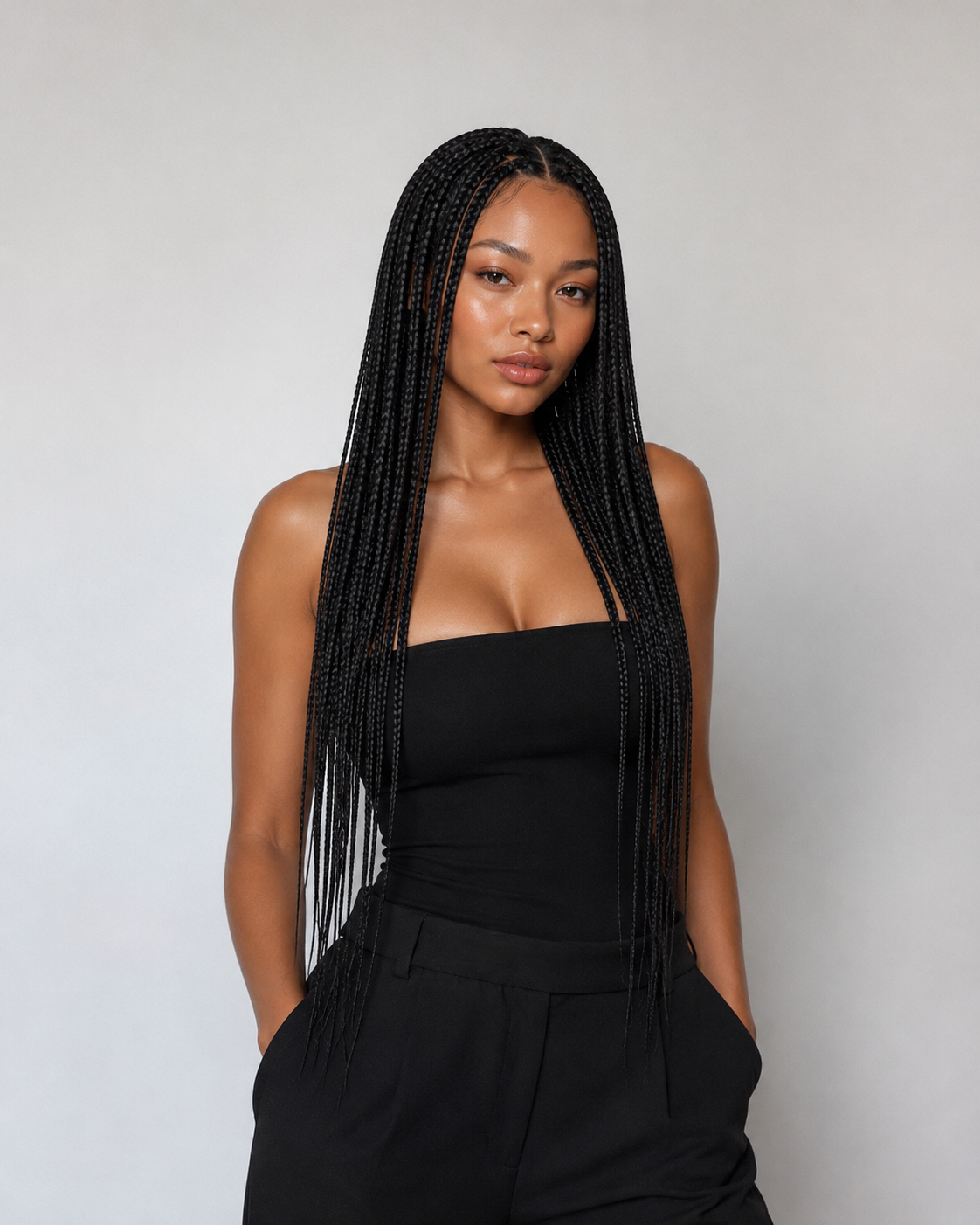 MONICA | Black box-braids wigs