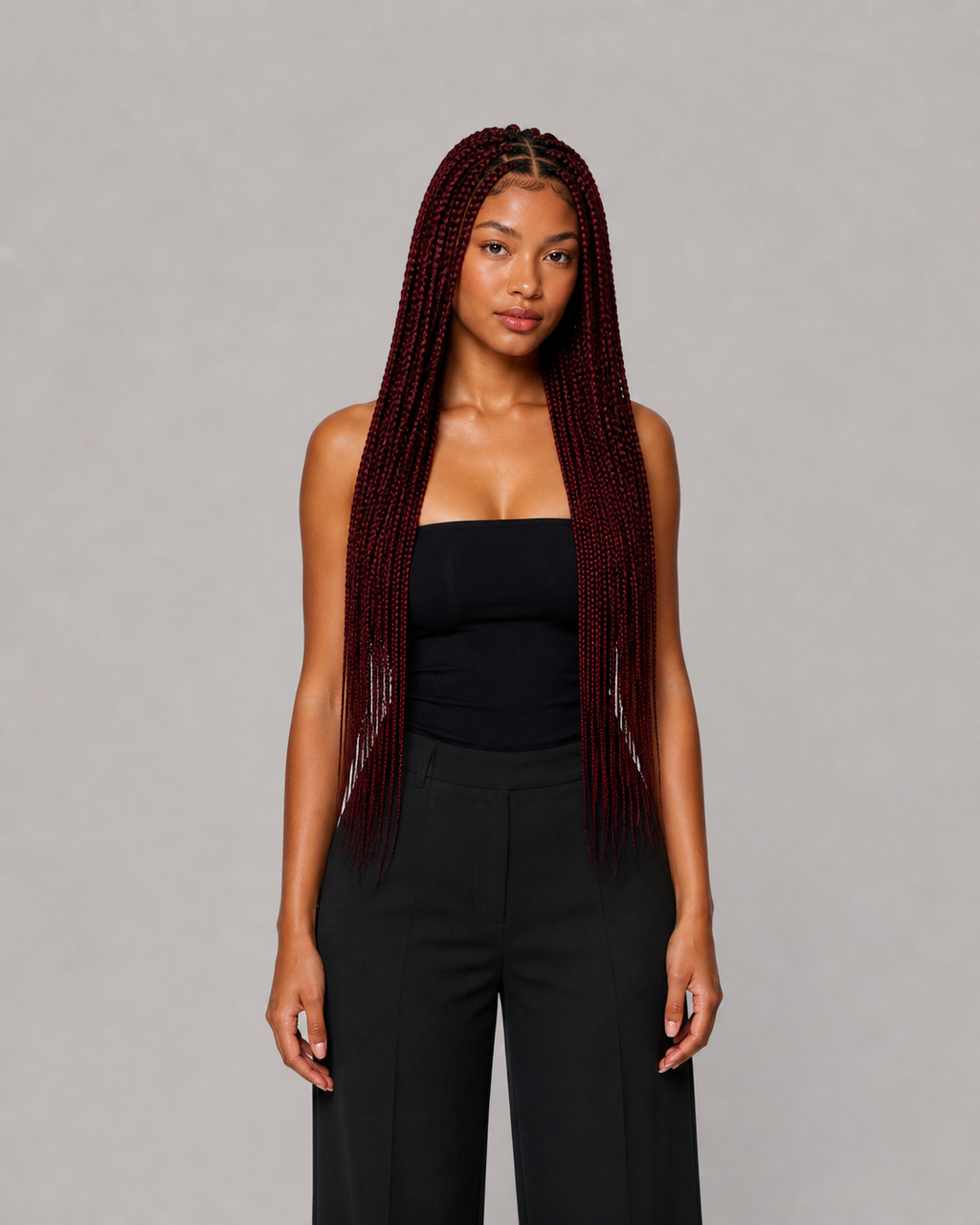 MERLOT | Dark red box-braids wig