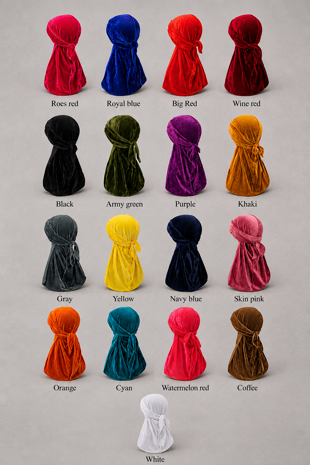 Durag Headwrap - Silky/Satin/Stretch Fabric, Long tail, unisex wave Cap
