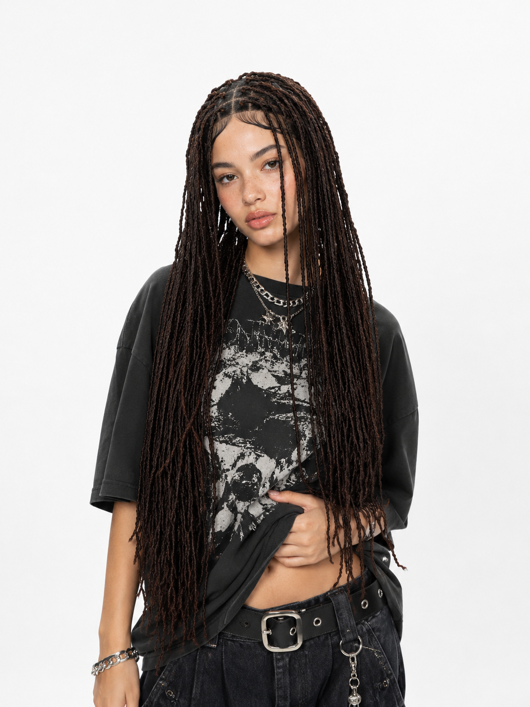 NAOMI | Dark brown locks braids wig